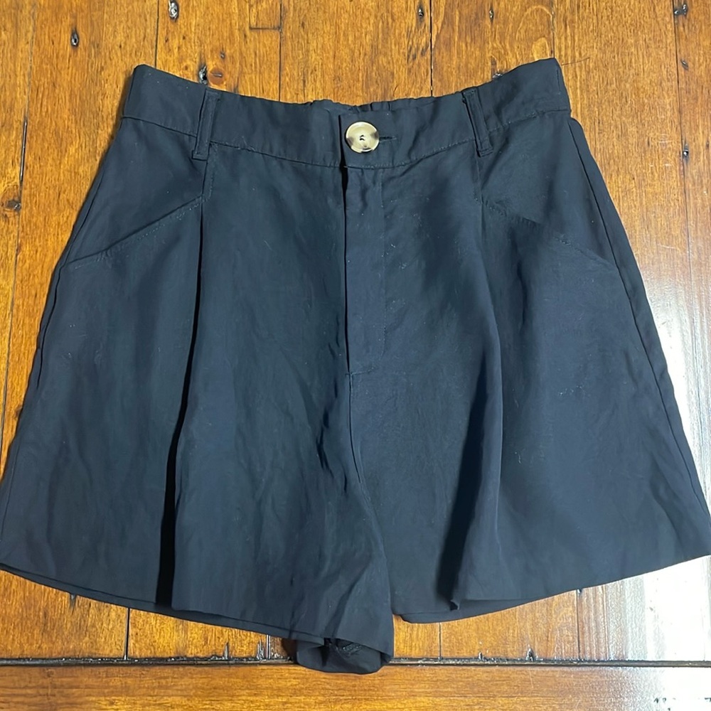 Zara black linen style high waisted shorts